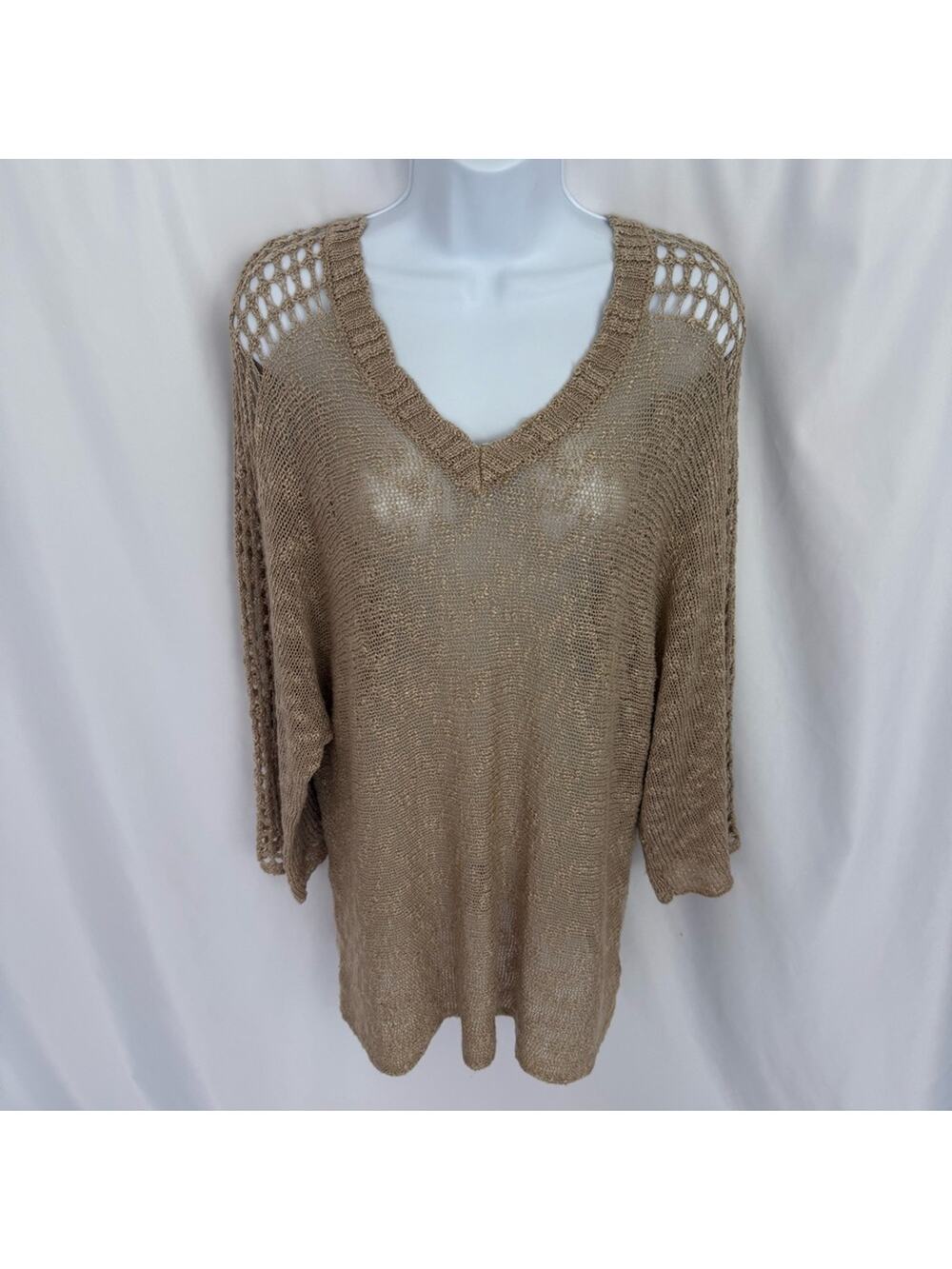 Cato Tan Loose Knit Top Size X-Large